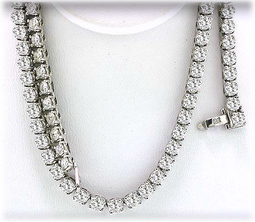 17 ct Round Diamond Tennis Necklace 14k white gold GIA cert D-F VS, 16..5″