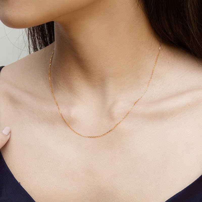 14k Gold Over 925 Sterling Silver Chain Necklace for Women , Layering Necklac…