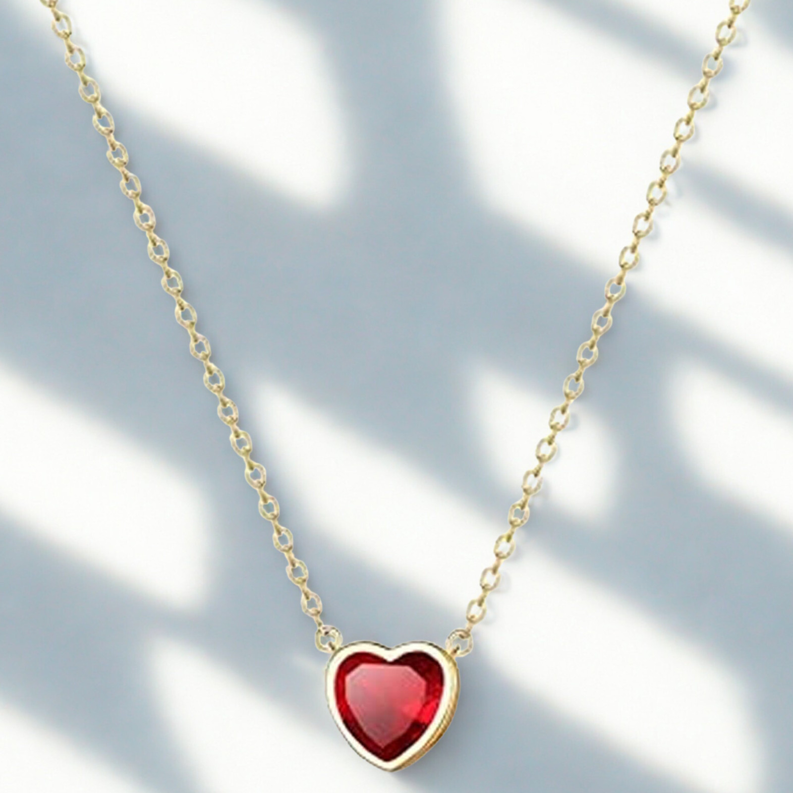 Red Garnet Heart Birthstone Necklace For Women Valentine Gift For Her & Him