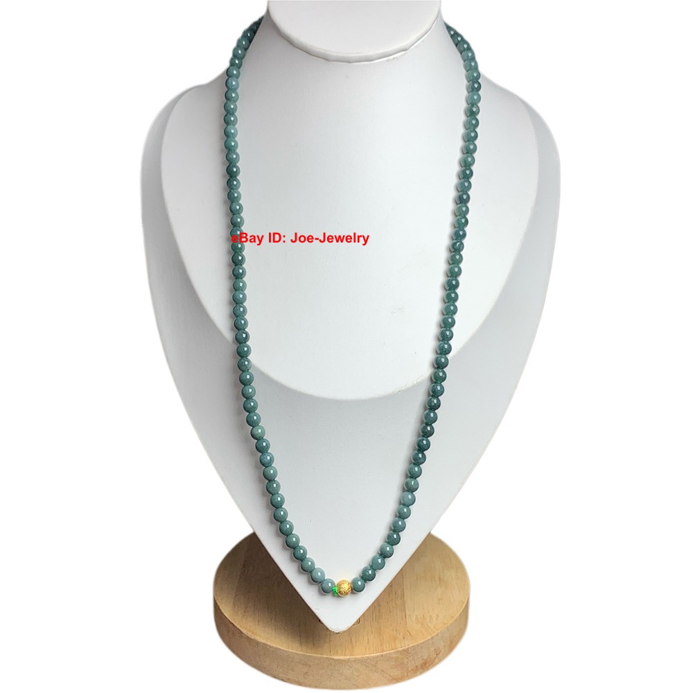 Natural Jadeite Green Jade 5.8mm Bead Necklace Grade A Jade Necklace 64cm