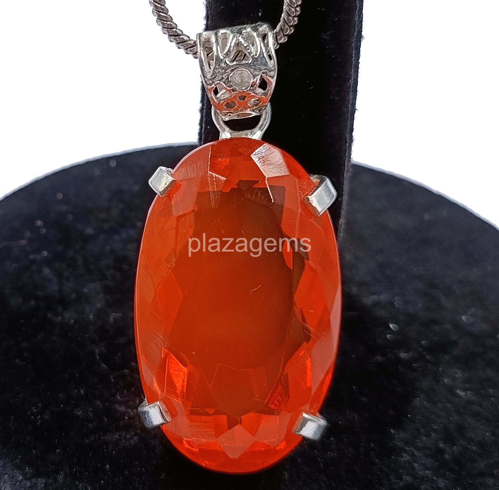 EGL Certified 76 Ct Natural Orange Sapphire 925 Silver Pendant Loose Gems 5OSI