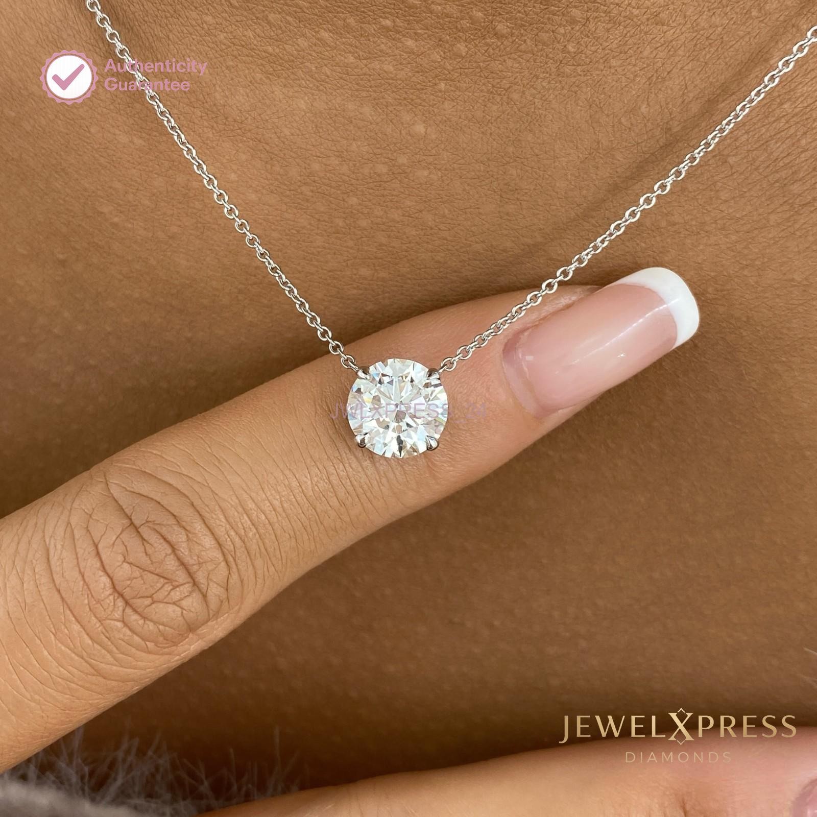 1.50TCW Pendant Solitaire Necklace White Gold 14K Natural Diamond DEF/I1-I3 GDGL