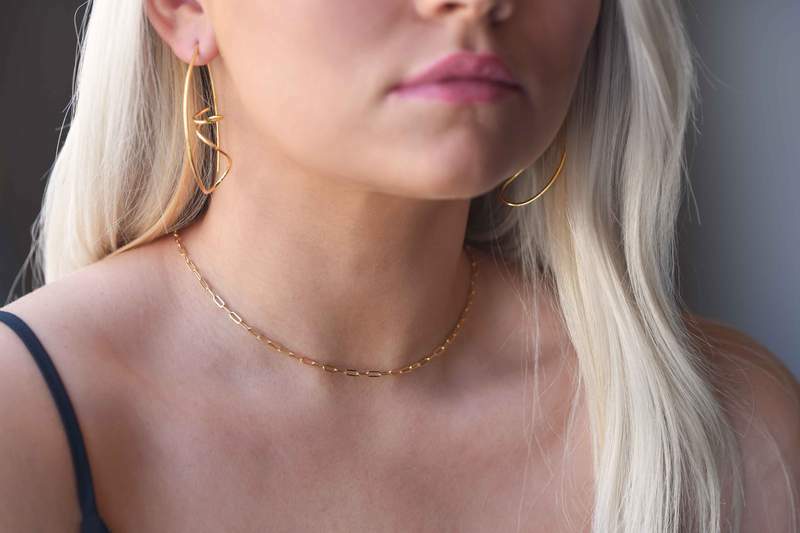 Solid 925 Sterling Silver Gold 3mm Paperclip Rolo Chain Necklace Made in Italy