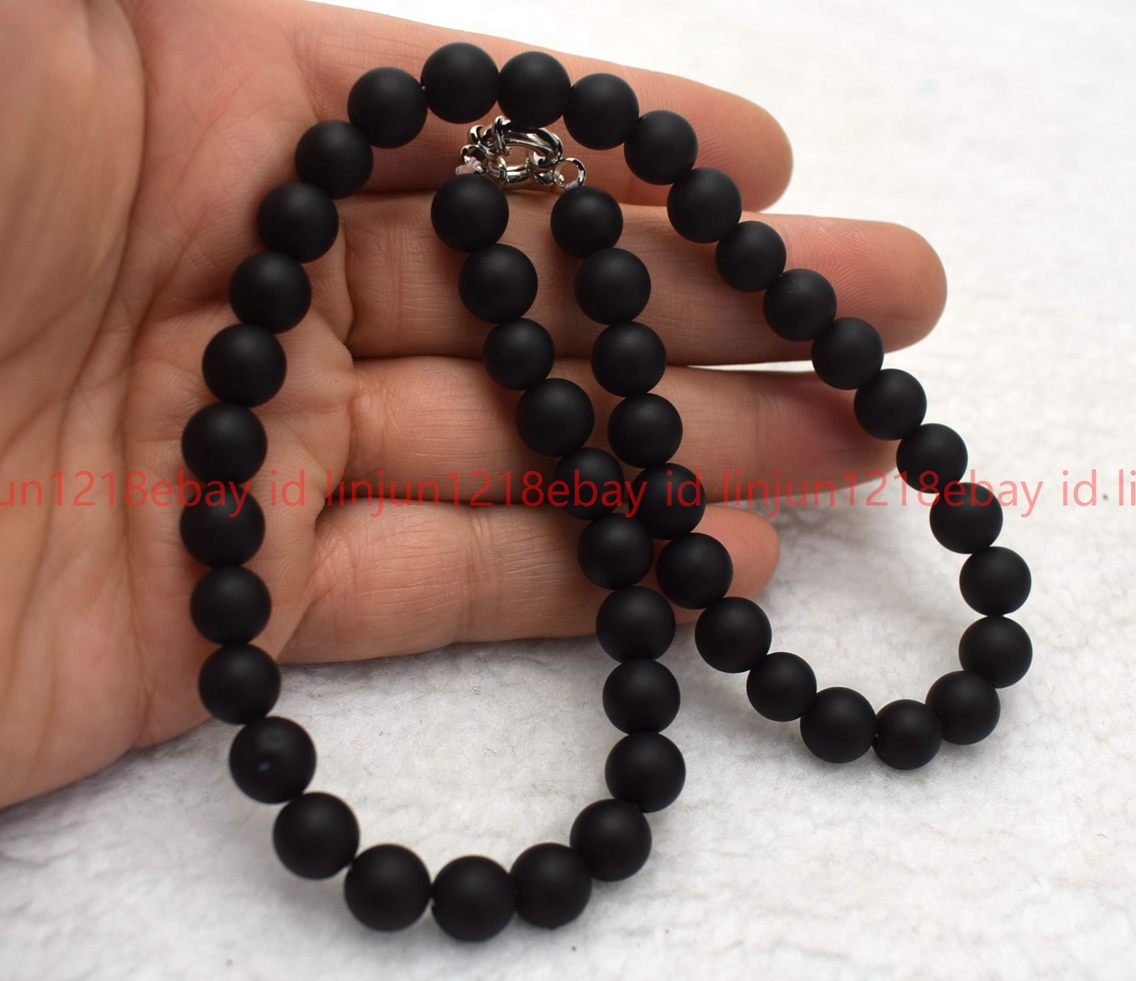 Natural Beautiful 8mm Black Matte Agate Round Gemstone Beaded Necklace 16-32in