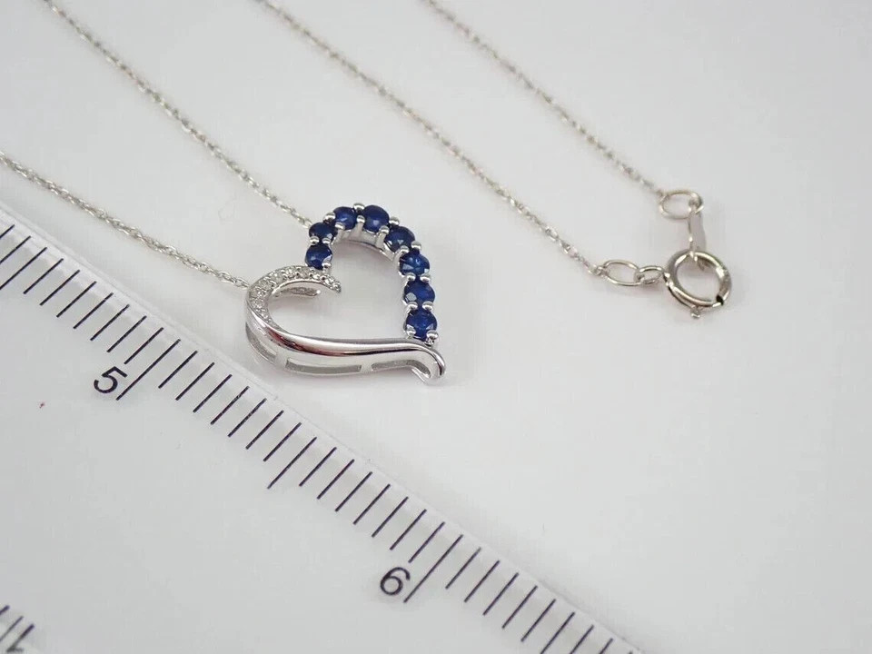 0.20Ct Round Lab-Created Sapphire Heart Pendant 14K White Gold Plated 18″ Chain