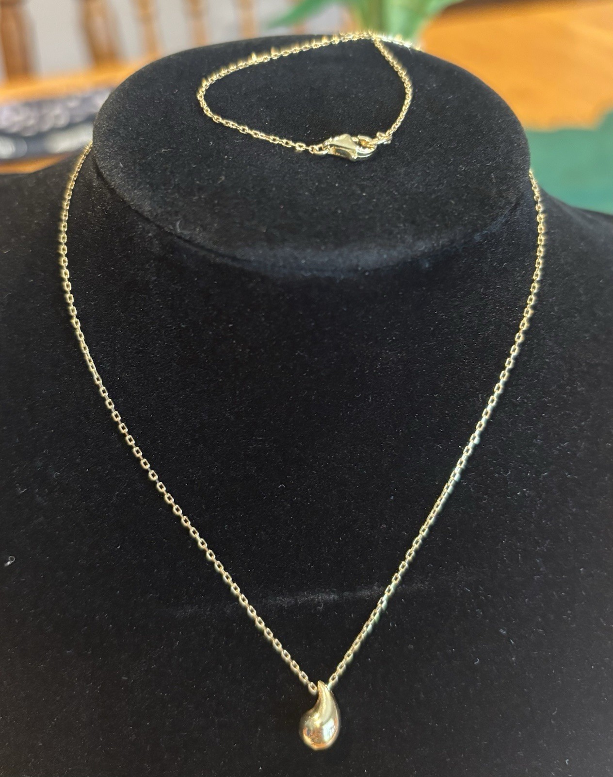 18k Real Gold Teardrop Pendant Necklace