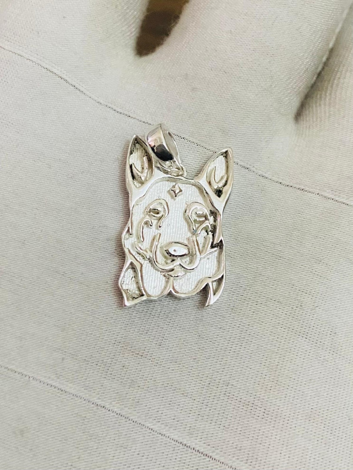Solid 925 Sterling Silver German Shepherd Dog Face Pendant Blank Bezel Setting