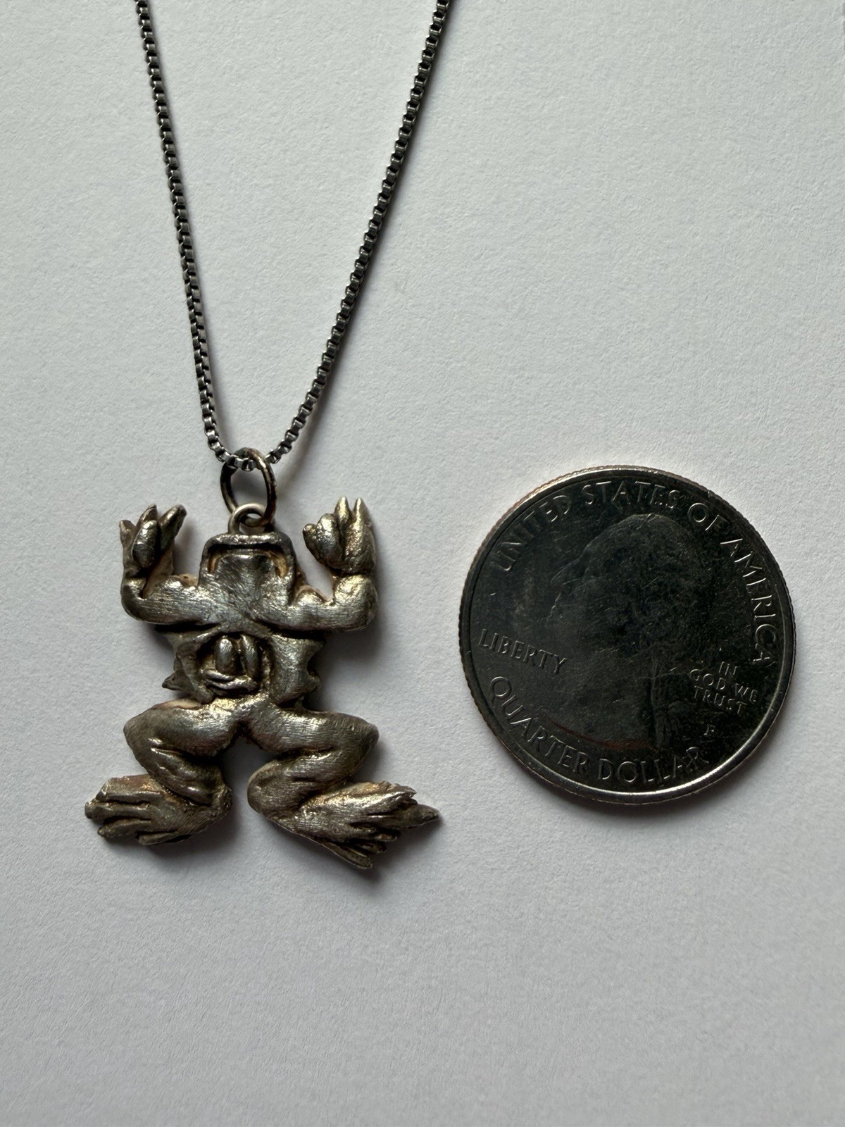 Handmade Sculpted Art Clay Silver Dissected Frog Specimen Pendant Charm