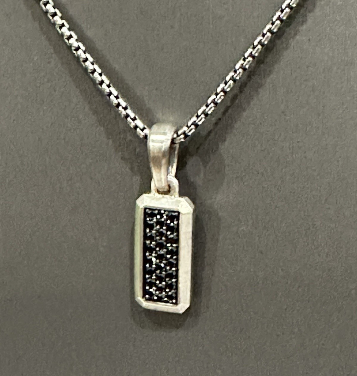 DAVID YURMAN MINI STREAMLINE AMULET 925/585 WITH BLACK PAVE DIAMONDS NECKLACE