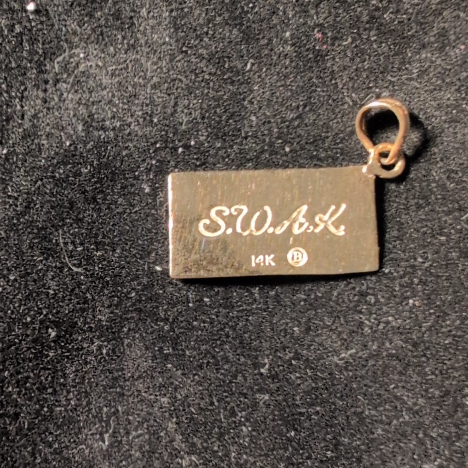 14k Yellow Gold Envelope Love Letter Charm Pendant Signed “S.W.A.K.”
