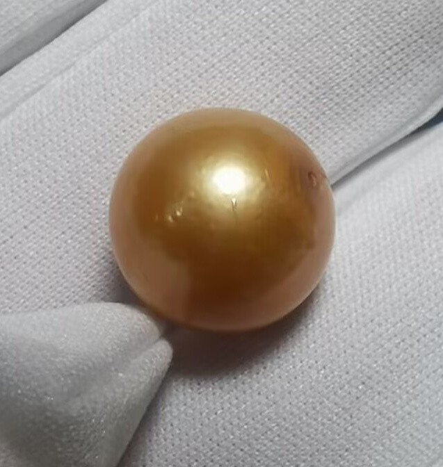 new AAAA round 14mm natural 14k gold pearl south sea pendant