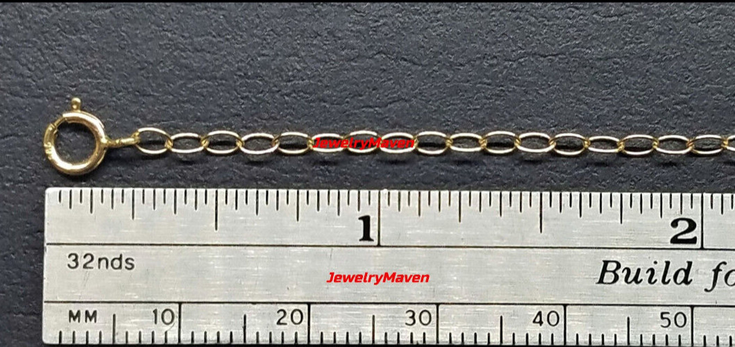 14k 2mm Cable Solid Yellow Gold 5mm Spring Ring Clasp 2″ Chain Extender Safety