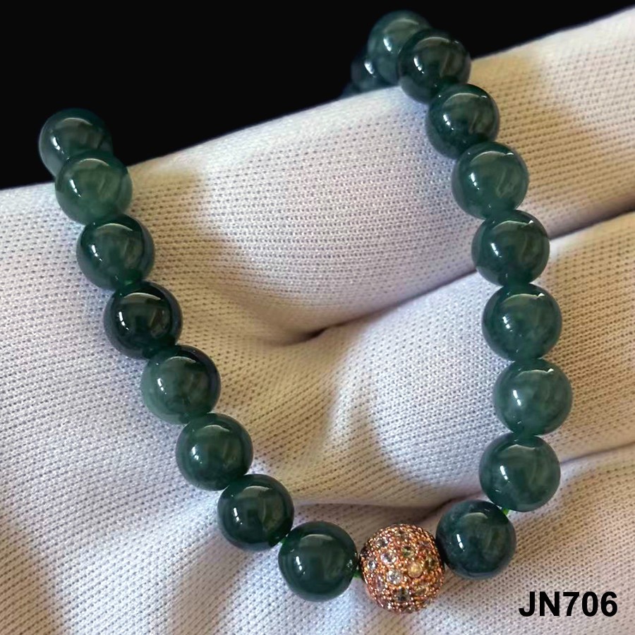 Natural Hi-grade Jade Jadeite Beads Bracelet , Width 7 mm, Length 28,29 inch