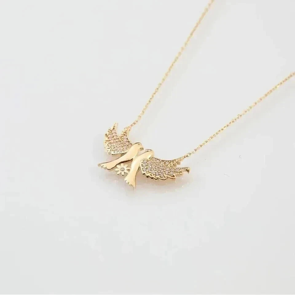 Women’s Bird’s 1.00Ct Round Lab Created Diamond 14K Yellow Gold Plated 18″ Chain