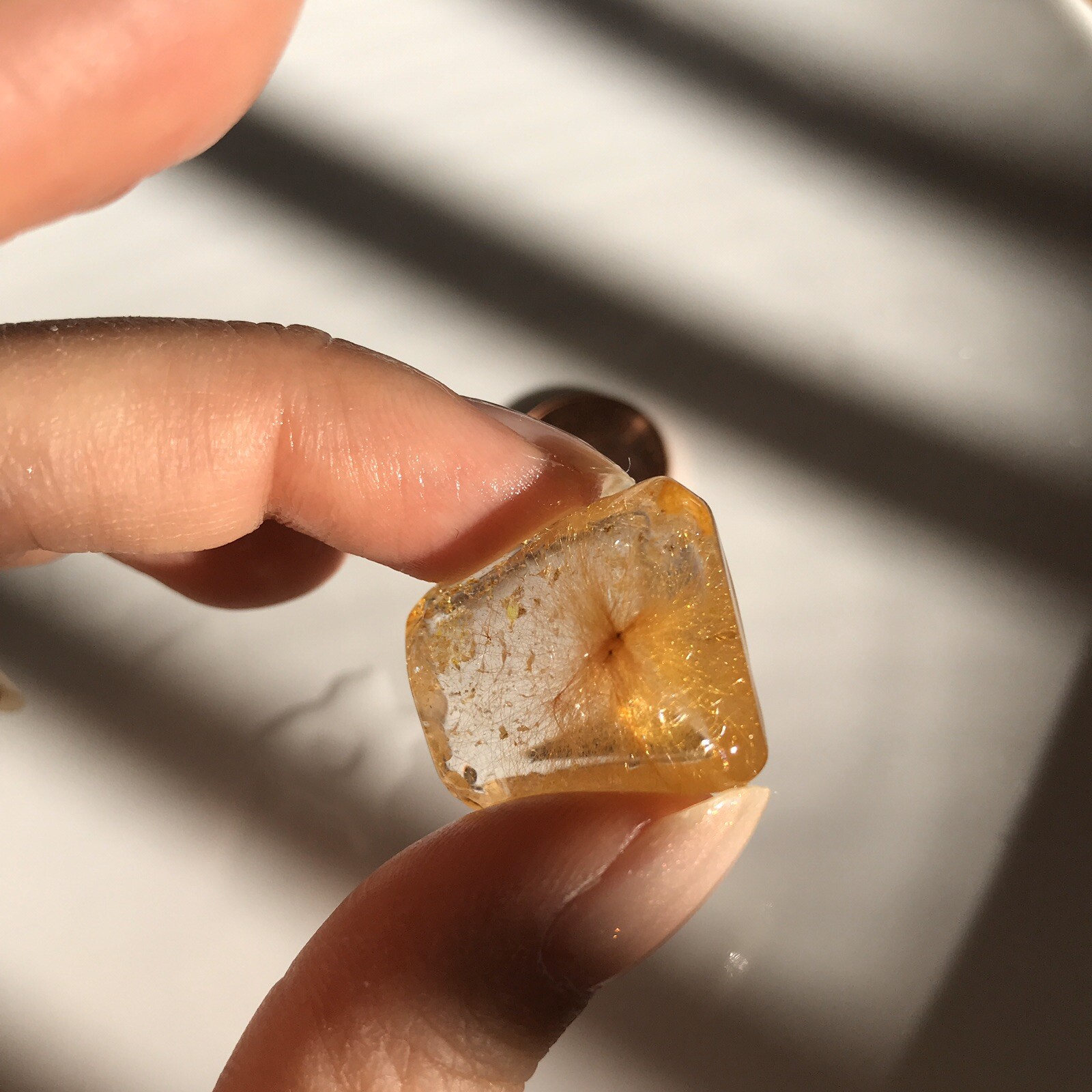 US SELLER Natural cushion Golden Rutilated Quartz Pendant Brazil Crystal 16