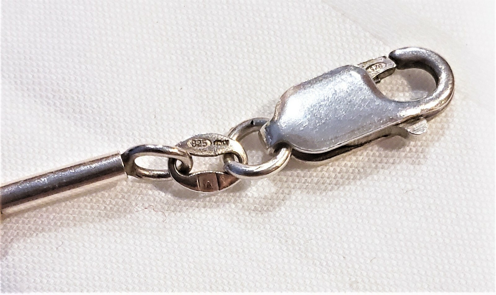 Designer Signed Sterling Silver Yellow Gold Beads Bar Station Necklace Italy 20g