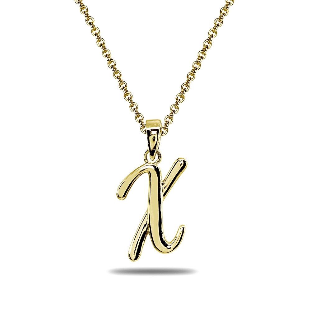 X Letter Initial Alphabet Personalized Gold Plated 925 Silver Pendant Necklace