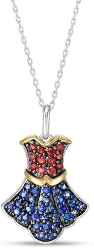 925 Silver Red Garnet & Blue Sapphire Dress Pendant Jewelry Gift For Her