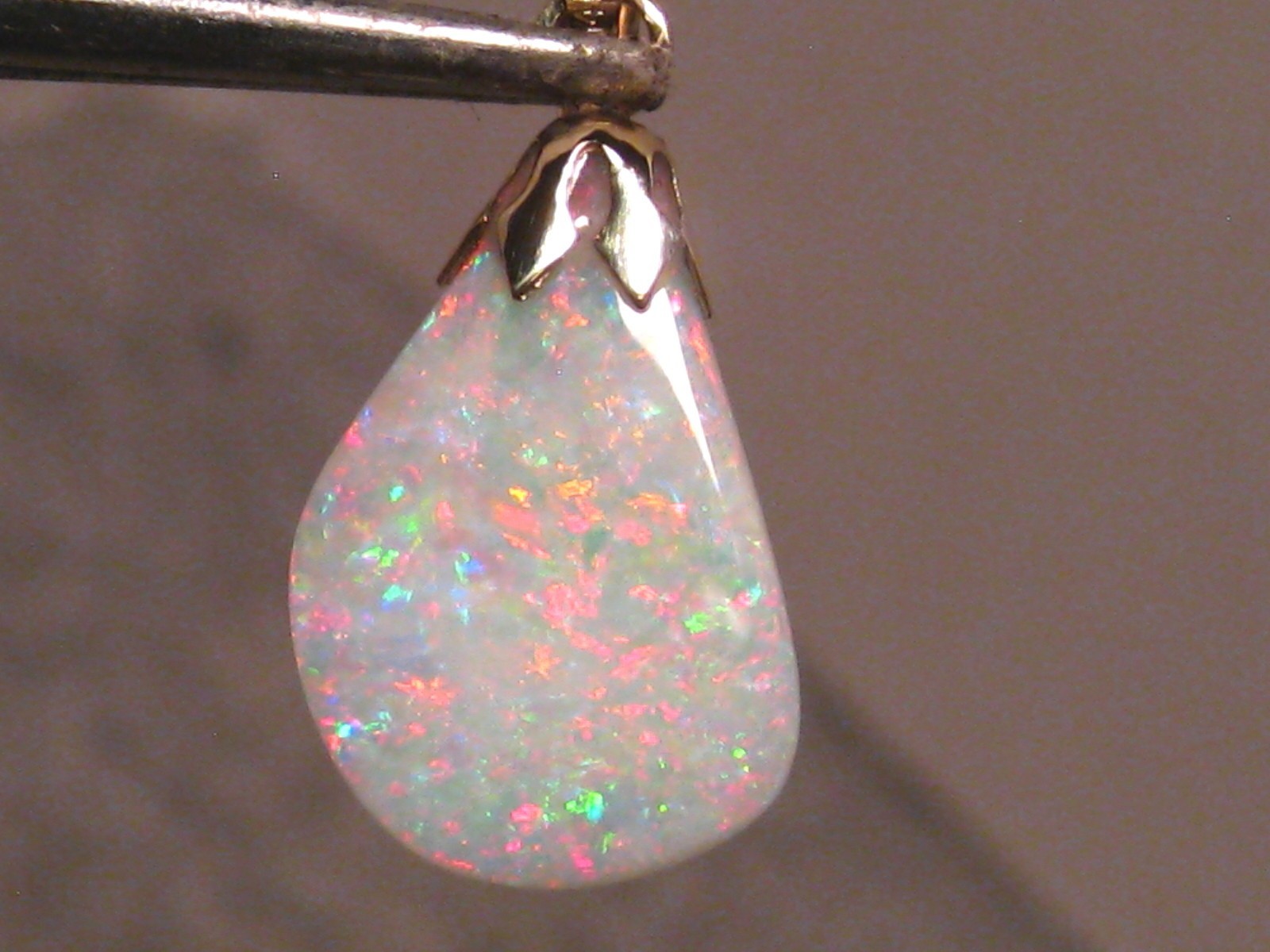 3.5 ct. Shell Opal Pendant – Solid Australian Gem Opal – 14k Yellow Gold