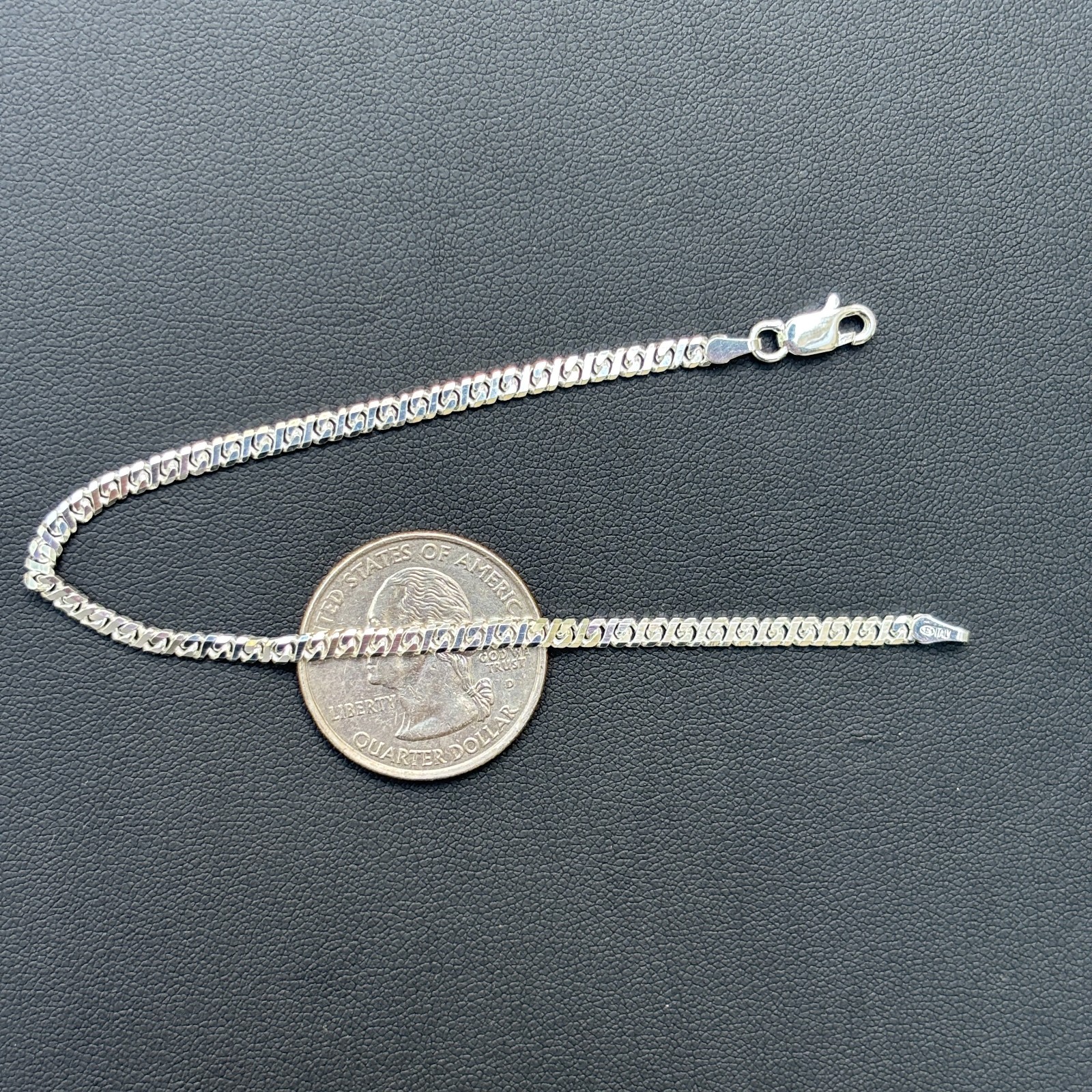 2.5mm Dollar Link Bracelet – Real Solid 925 Sterling Silver MADE IN ITALY