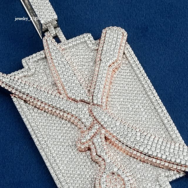 Unique Style Gift For Him Barber-Themed Pendant Mens Real Moissanite 925 Silver