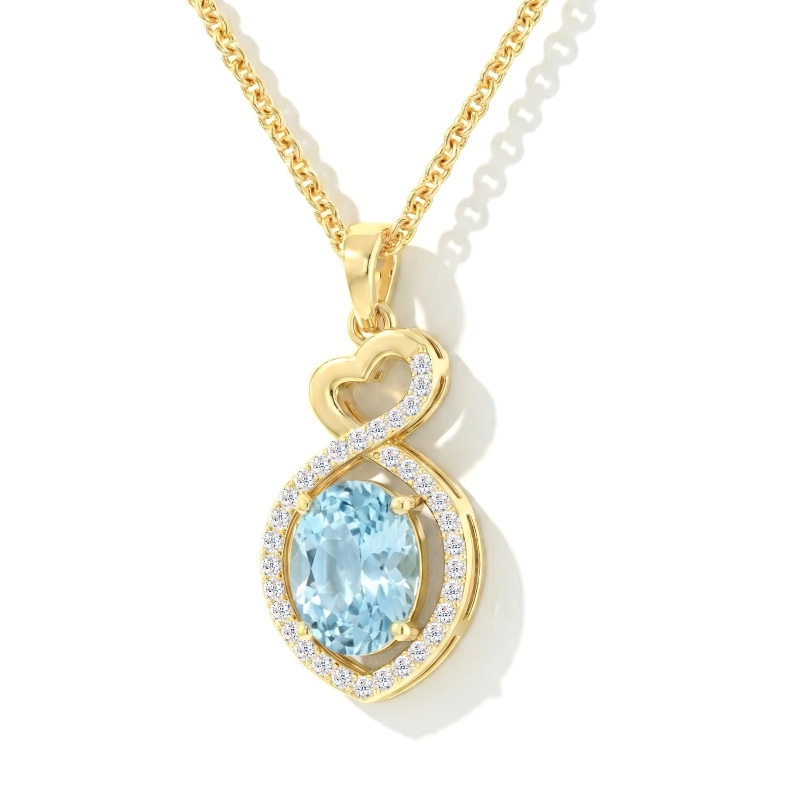 Aquamarine Pendant Necklace Gold, March Birthstone Jewelry Gift For Women