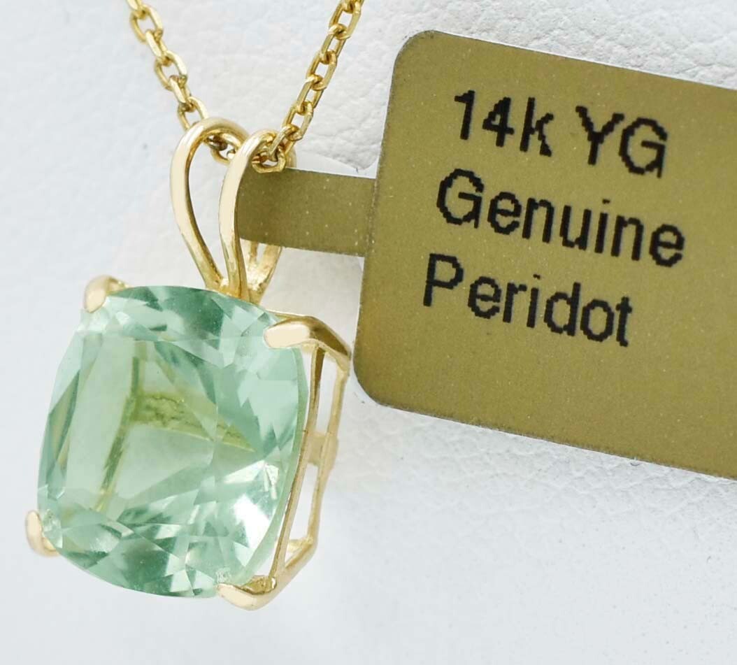 GENUINE 4.37 Cts PERIDOT PENDANT 14K SOLID YELLOW GOLD – Free Appraisal – NWT