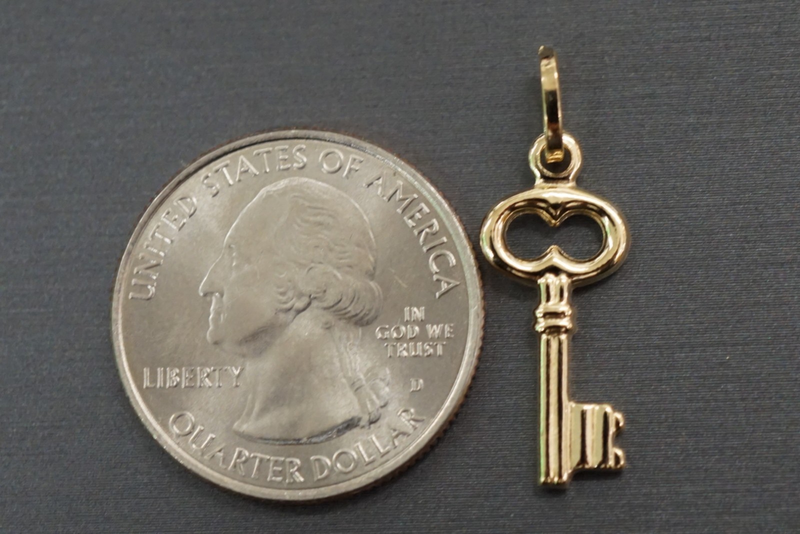 Beautiful 14K Solid Yellow Gold High Polished 1.1″ Key Charm Pendant.