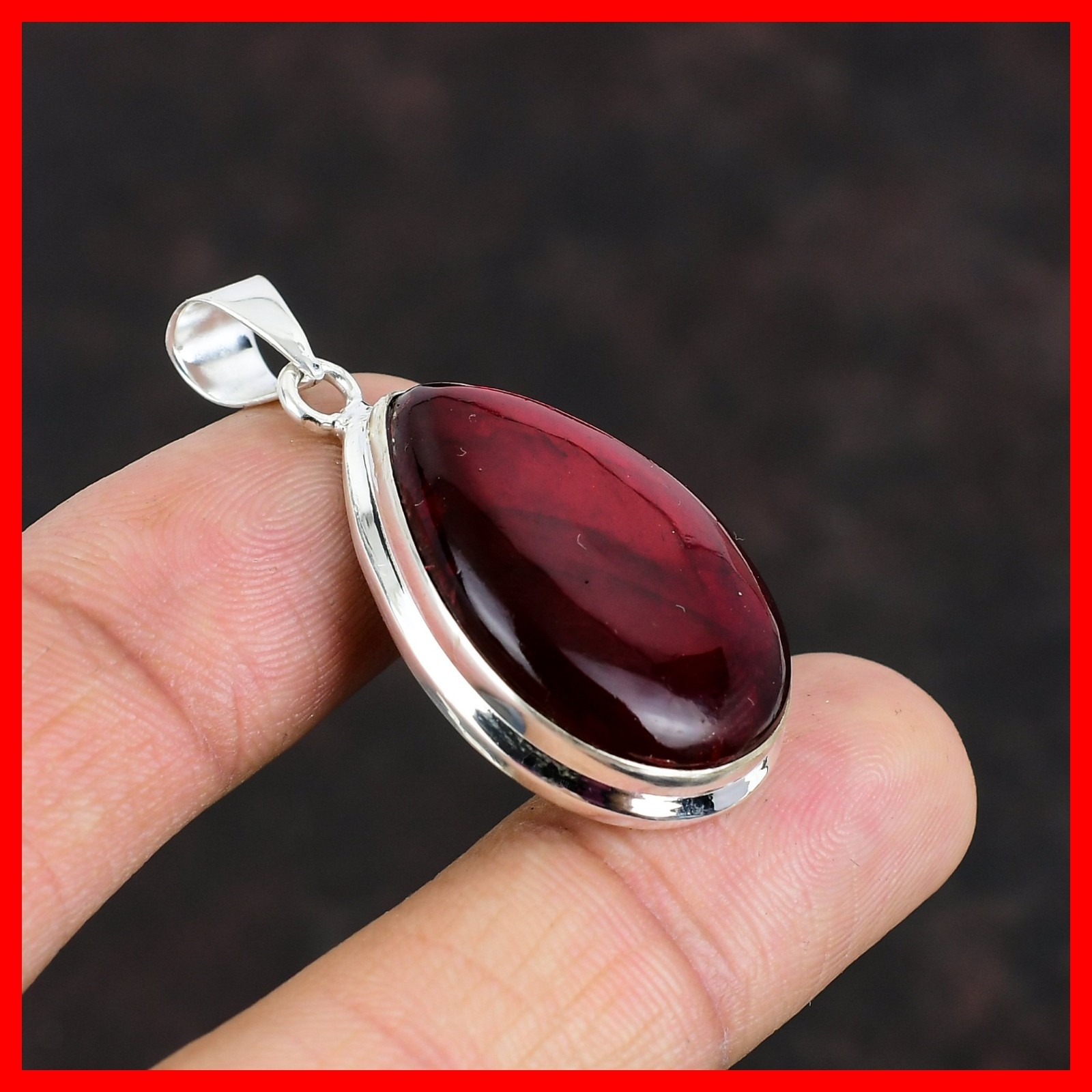 Red Fire Labradorite Stone Anniversary Birthday Wife Pendant 925 Sterling Silver