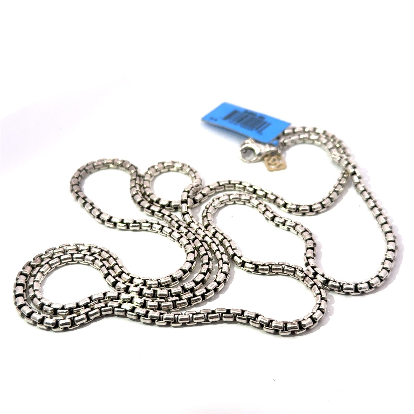 David Yurman 925 Sterling Silver 14k Yellow Gold Box Chain 3.6mm Necklace 36″
