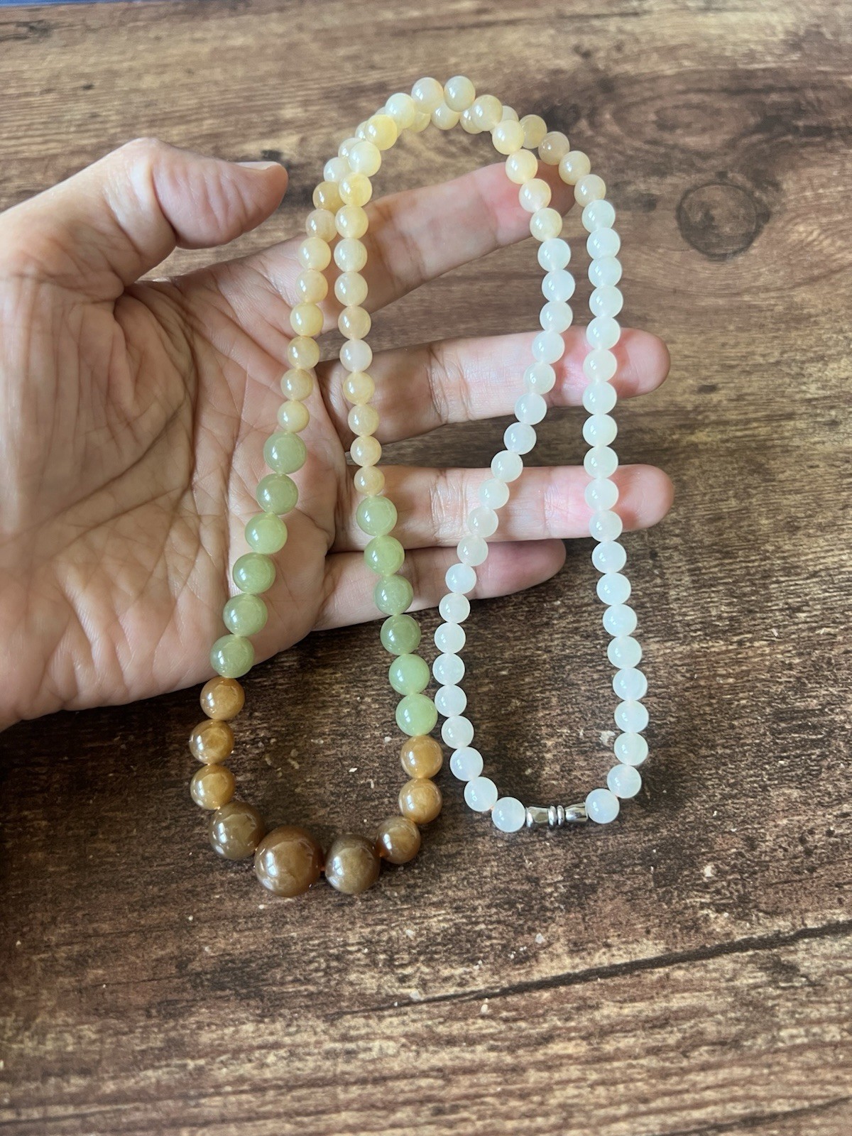Only one! Top Gorgeous Genuine Nephrite Jade Bead 24″ Necklace H323 b