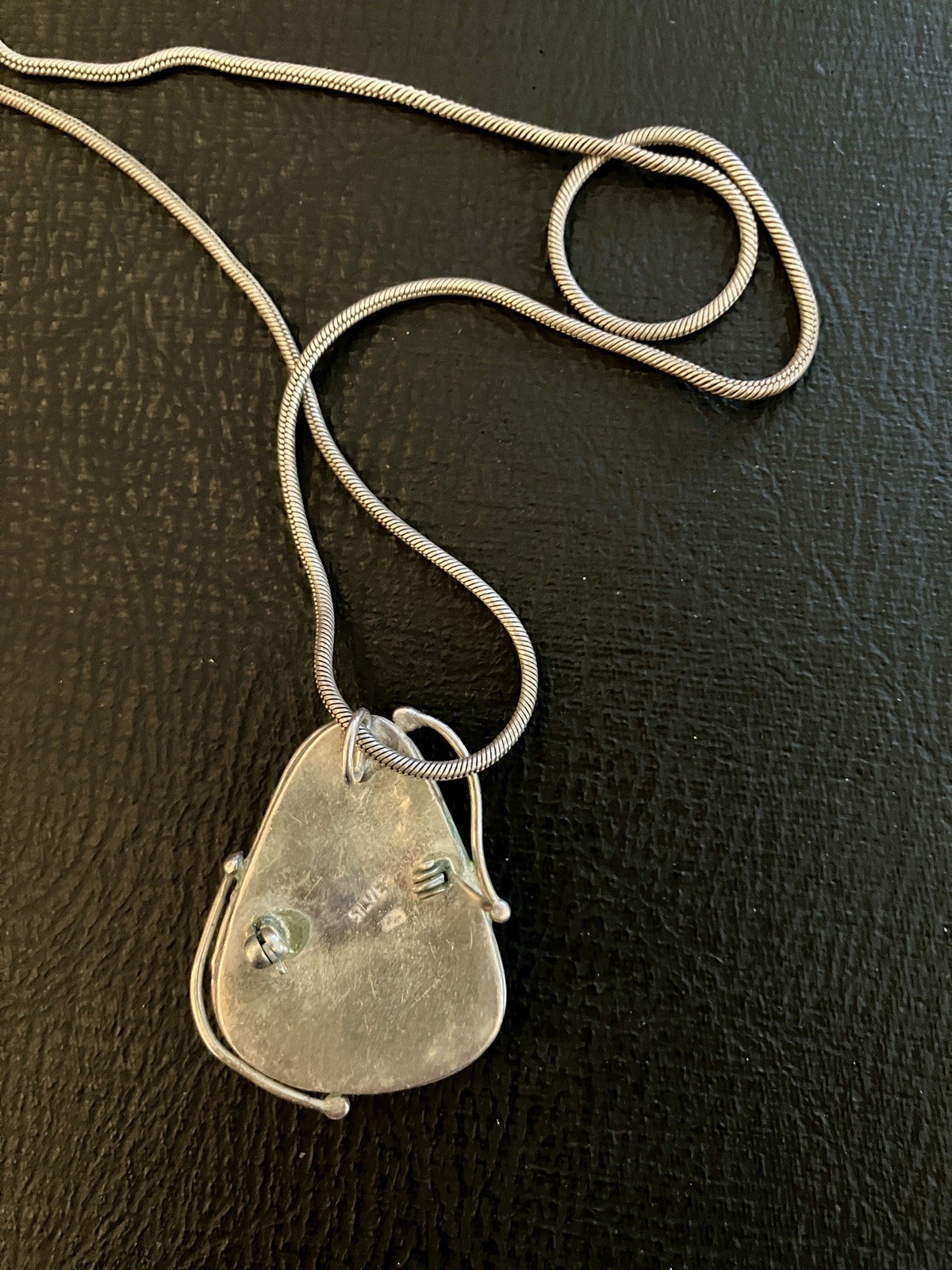 Sterling Silver Artisan Made Pendant with Snake Chain Boho Necklace 925 Marked