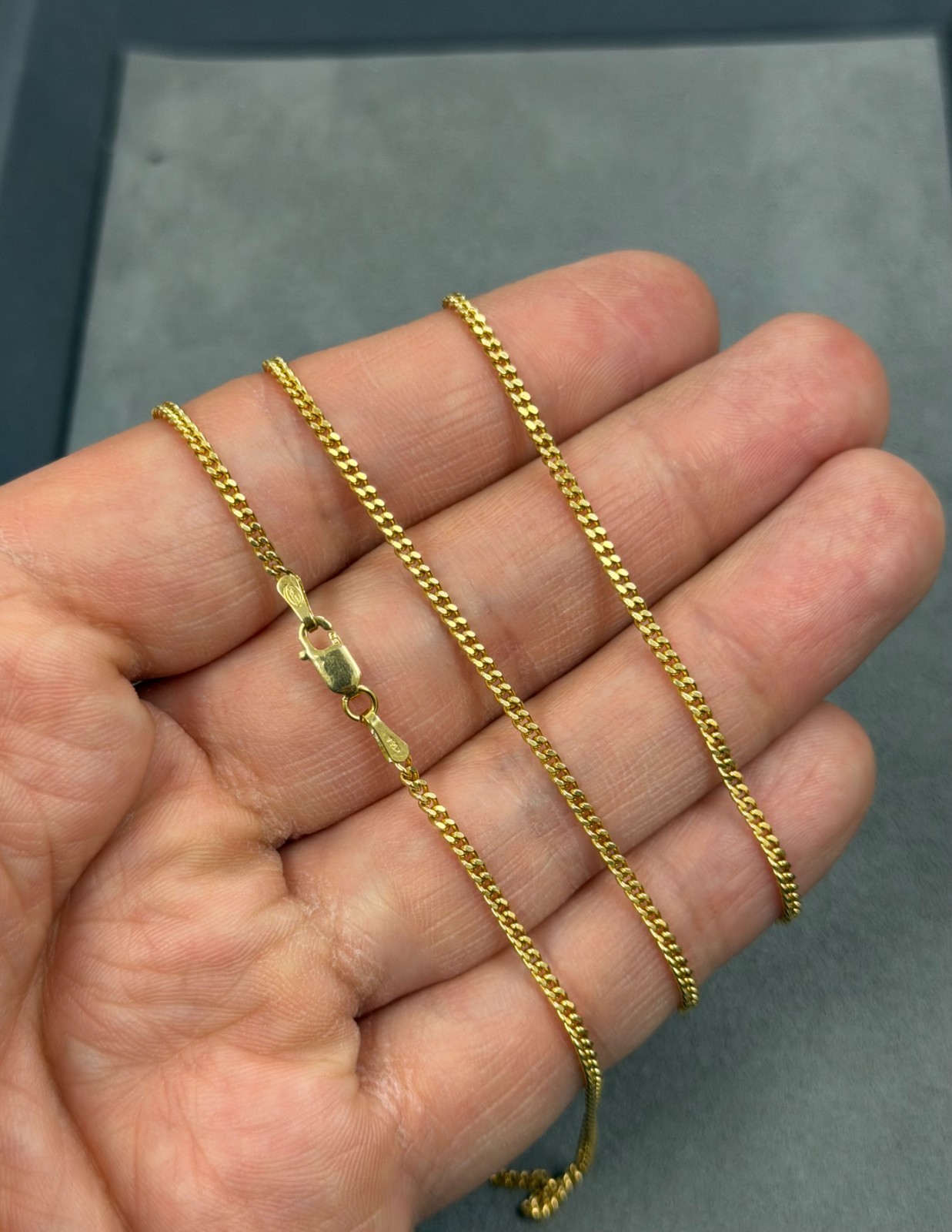 18k Yellow Gold Solid Miami Cuban Curb Link Chain Necklace 24″ 1.8mm 9.20 Grams