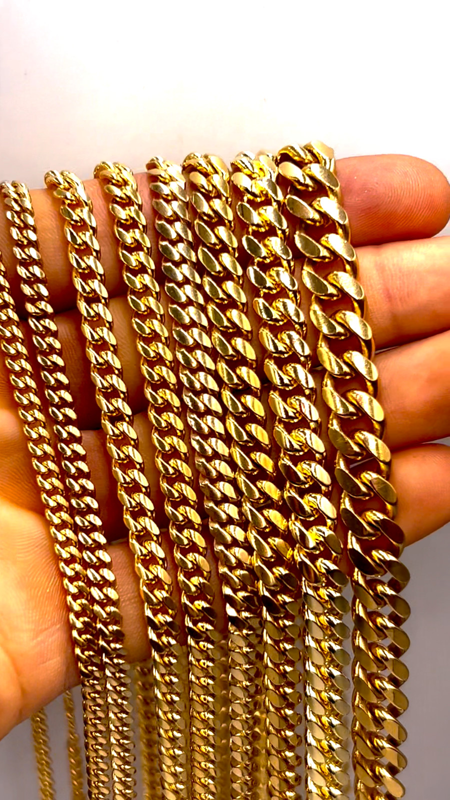 14K Yellow Gold SOLID Miami Cuban Necklace Bracelet Chain 2mm-12mm 7″-30″