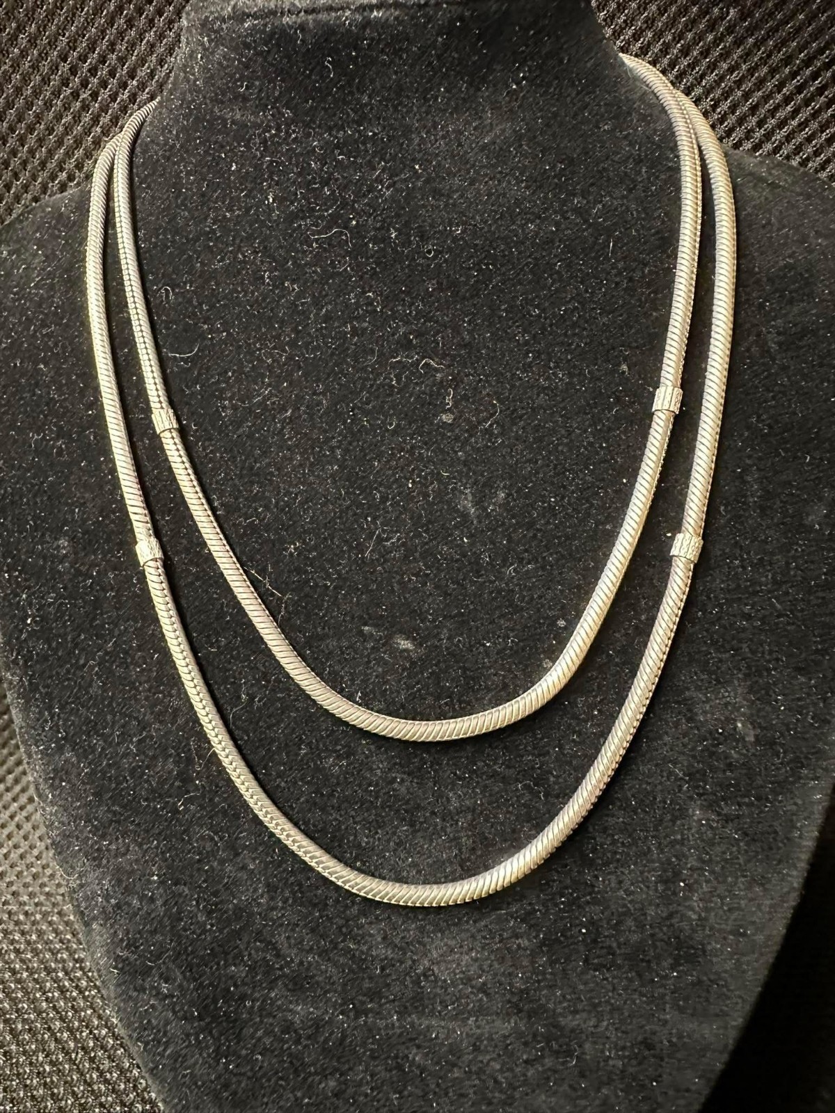 Two Pandora Moments 925 Sterling Silver Snake Chain Necklace 17.5” and 15.5″