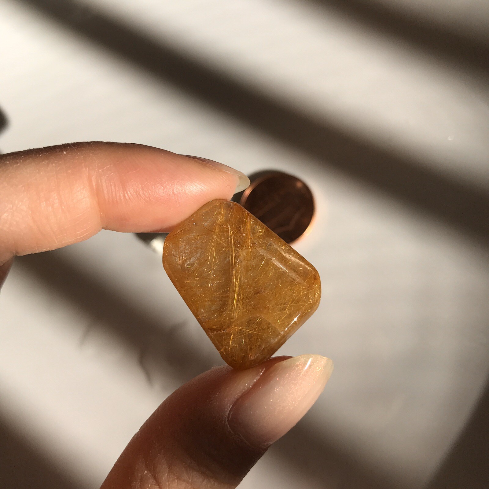 US SELLER Natural cushion Golden Rutilated Quartz Pendant Brazil Crystal 18