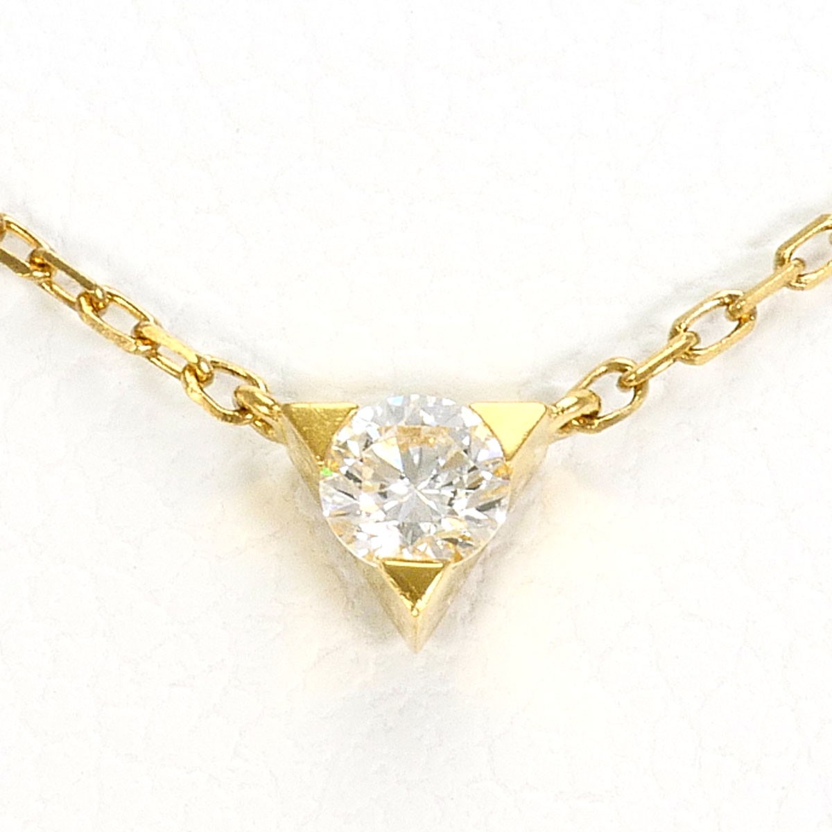 AHKAH K18 18k gold Necklace Diamond 0.08ct 1.2g 40cm Free shipping Used