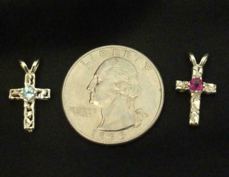 PETITE BIRTHSTONE CROSS PENDANT CRAFTED WITH .925 STERLING AND GENUINE GEMSTONES