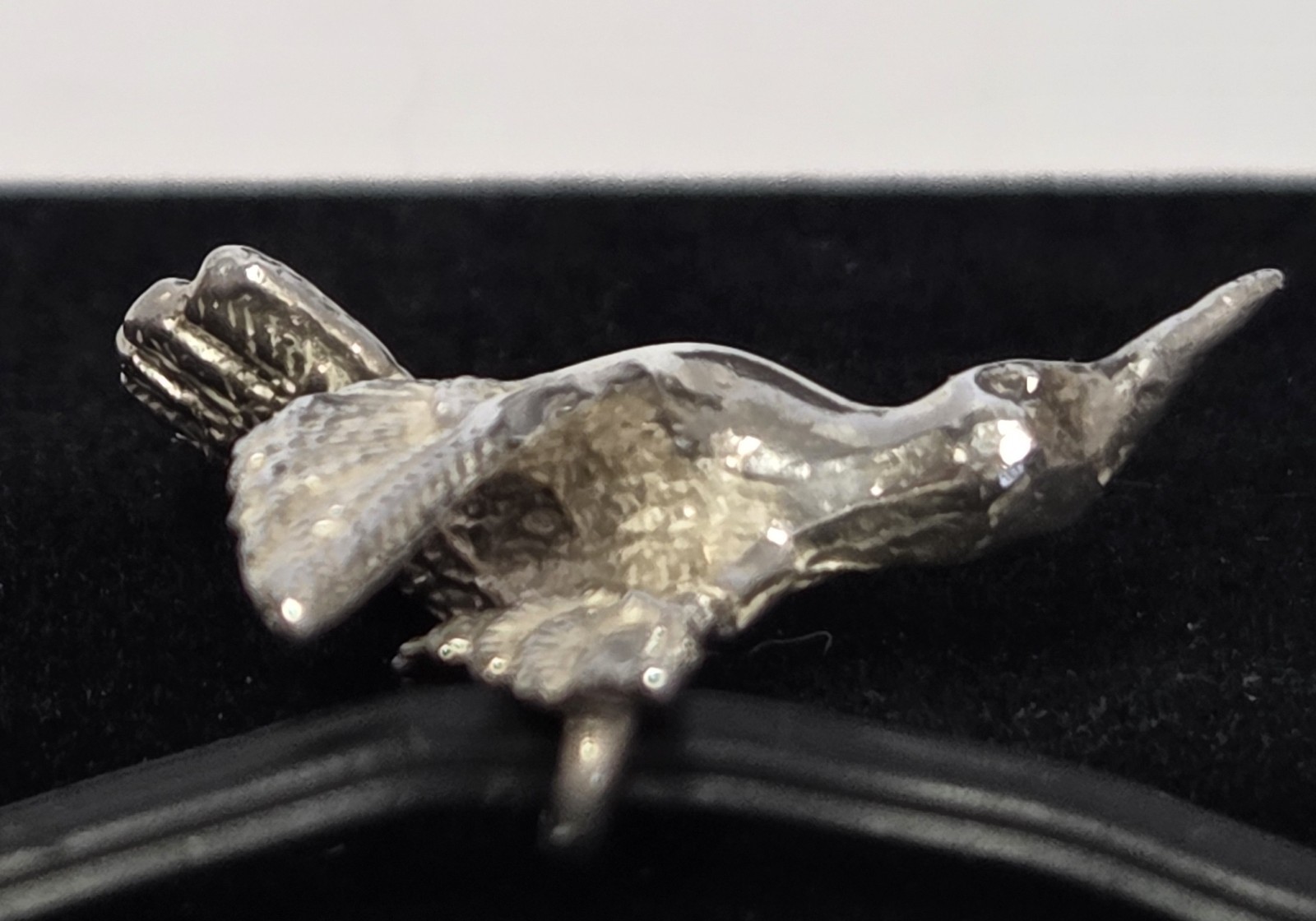 HUMMINGBIRD Sterling Silver Pendant Charm Vtg 925 3D Bird Flying 1.25″ Tall
