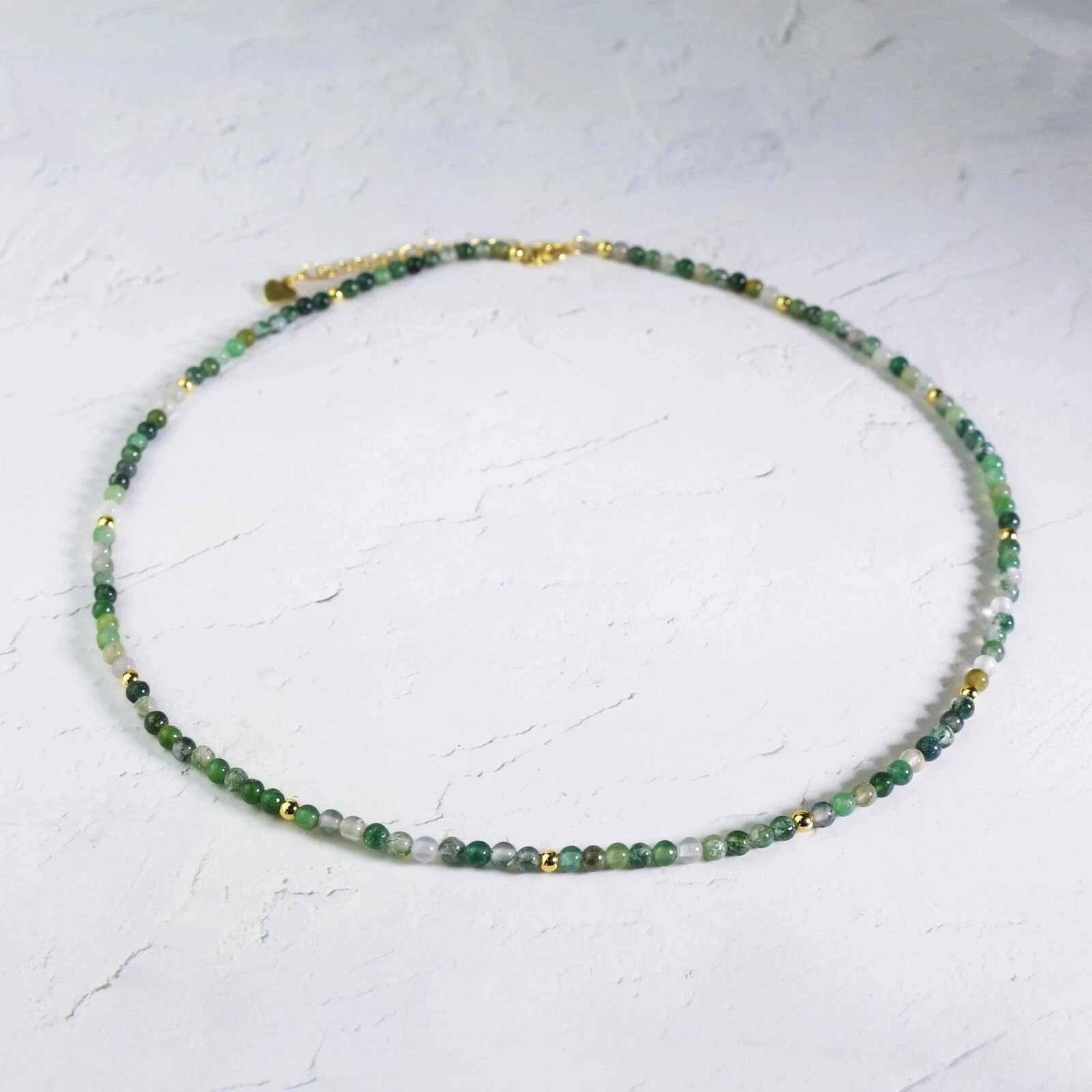 Green Moss Agate Dainty Gemstone Choker Healing Crystal Necklace Energy Gifts