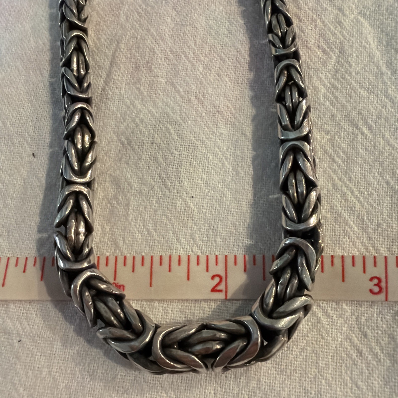 Sterling Silver Byzantine Link 17.5” Necklace 57 Gr Thick