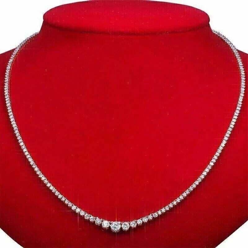 20Ct Round Cut Lab Created Women’s Tennis Necklace 14K White Gold Plated
