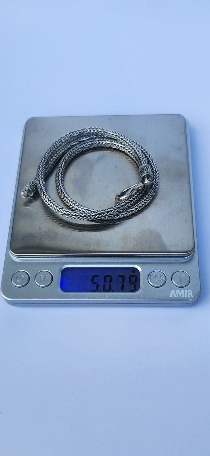 Modern Sterling Silver 925 Heavy Foxtail Chevron Chain Necklace 20 in 50 gram