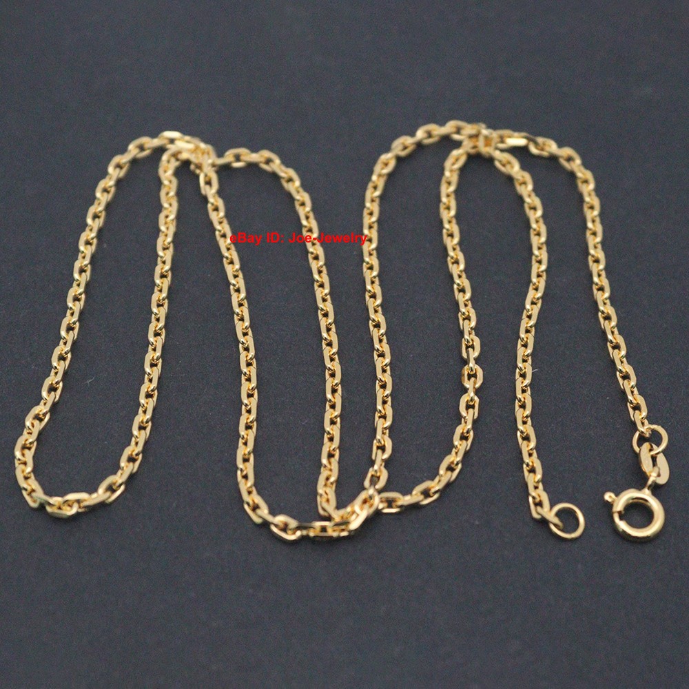 Gold Plated Real 925 Sterling Silver 2.5mm Cable Link Chain Necklace 21.6″ L