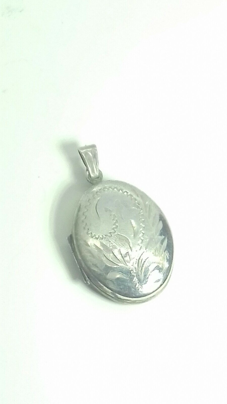 floral etched silver locket 925 marked