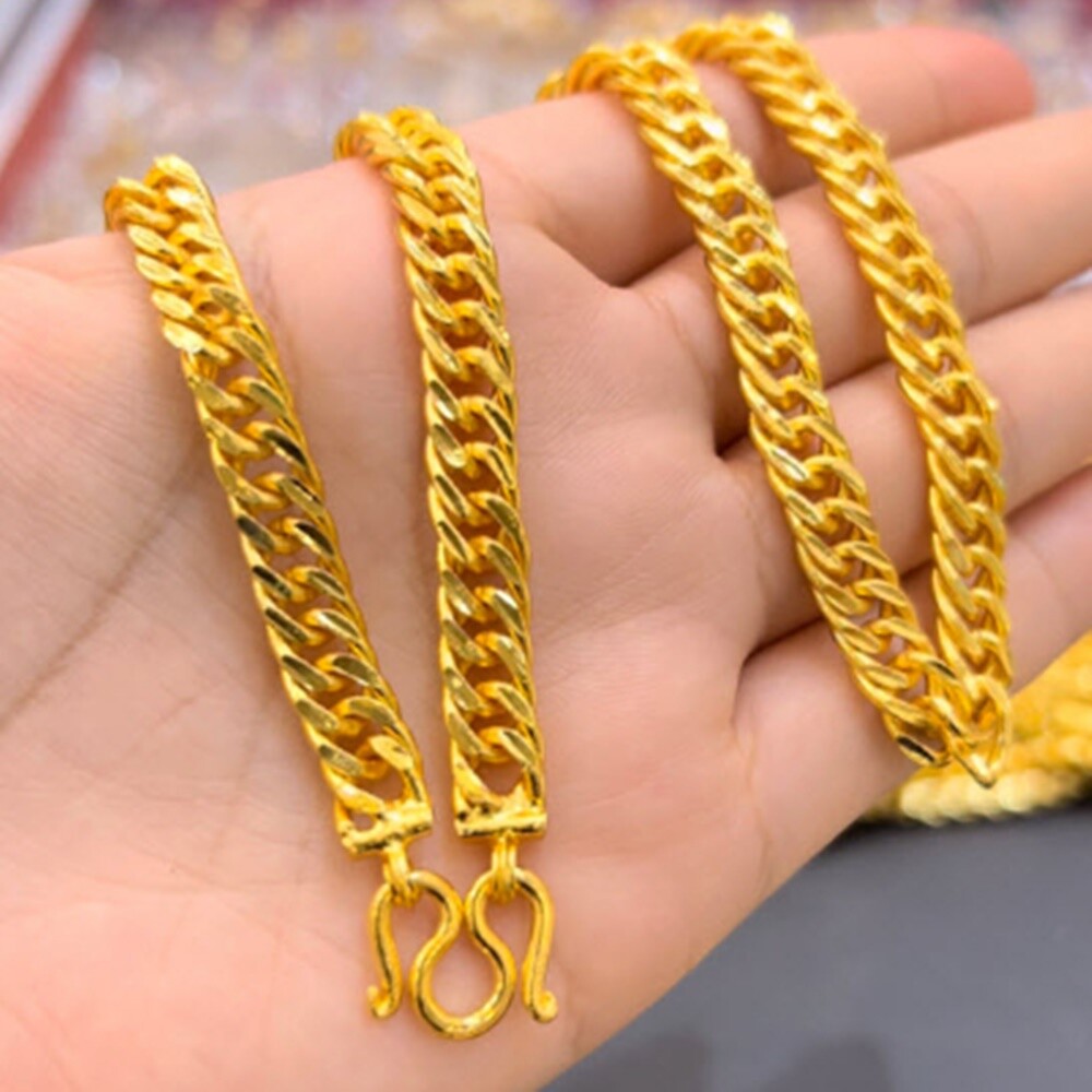 Thai Gold 24k Solid Necklace Yellow Chain Pendant Weight 3 Baht Jewelry 18-24 in