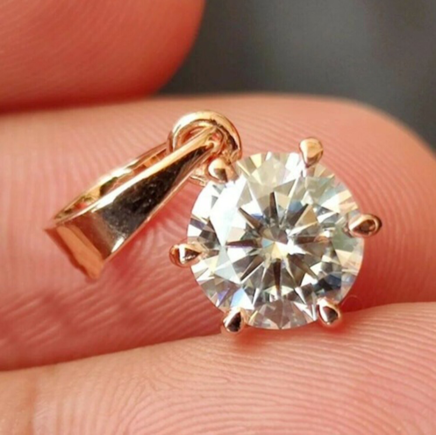 925 Silver 4 Ct Lab Diamond Round Cut Drop Pendant – Romantic Gift for Her