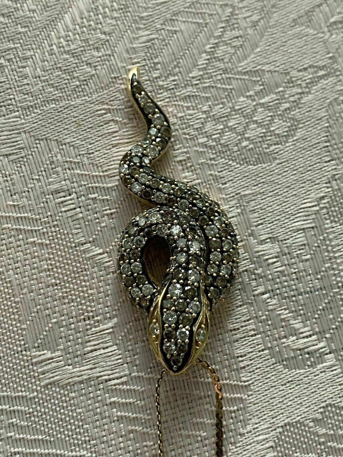 2Ct Round Lab-Created Diamond Snake Shape Women’s Pendant 14k Yellow Gold Finish