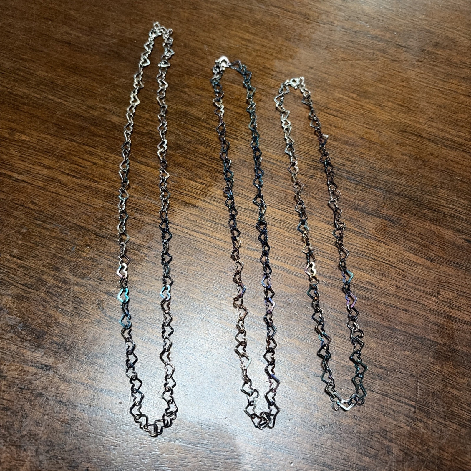 Milor Sterling Silver Set of 3 Heart Link Chain Necklace 16″-18″-20″