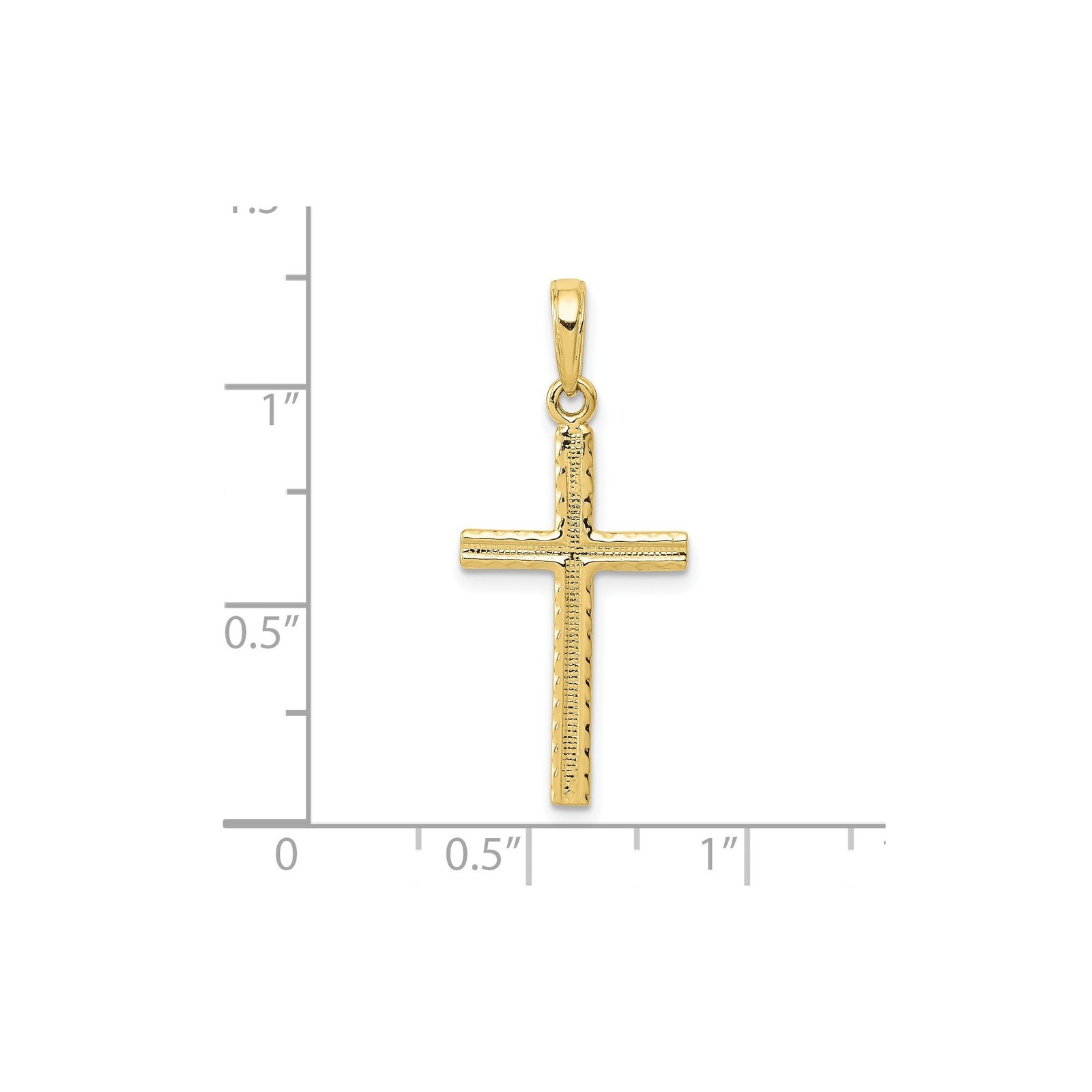 10k Yellow Gold Solid Latin Cross Pendant Polished 30mm x 13mm